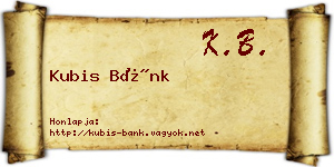 Kubis Bánk névjegykártya